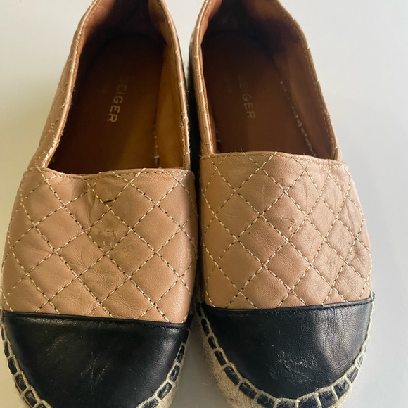 Kurt Geiger Tan and Black Espadrilles with Quilted Design - Picture 1 of 10